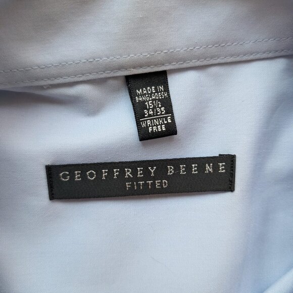Geoffrey Beene Fitted Blue Dress Shirt 34/35 Sleeve Wrinkle Free Modern - Picture 3 of 6